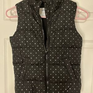 NWOT Old Navy Girls S 6-7 Zip Up Polka Dot Puffer Vest Jacket Black